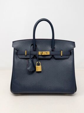 Hermès Special Order Blue/Red Epsom Leather Birkin 25